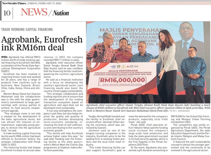 Agrobank, Eurofresh Ink RM16m Deal